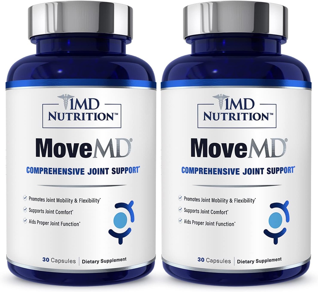 1MD栄養MoveMD - 共同健康補助食品 - 医師の処方 | コラーゲン、アスタキサンチンなど | 30カプセル(2パック)