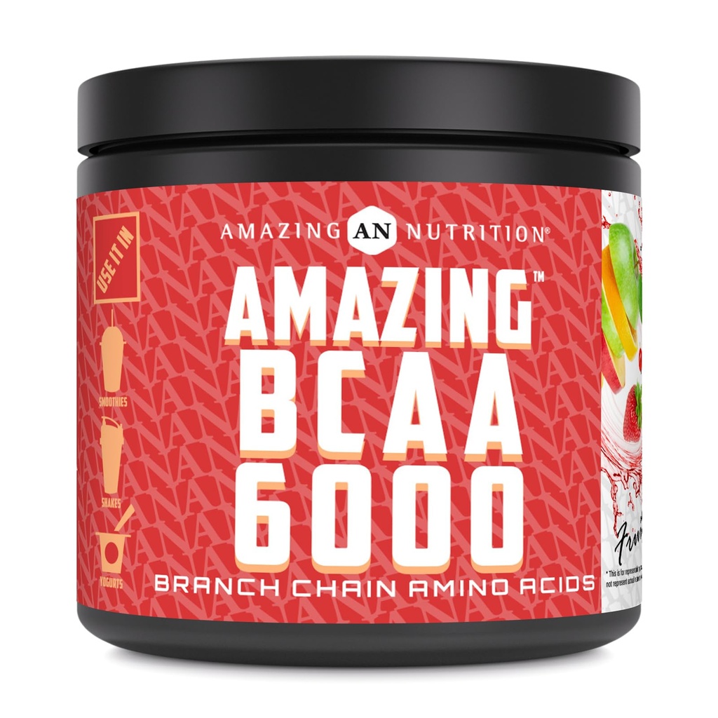 アメイジング栄養 アメージング BCAA 6000 | 6グラム BCAA サービング | 30 サービングパウダー | 分岐チェーン アミノ 酸サプリメント | アメリカ製(天然フルーツパンチ)
