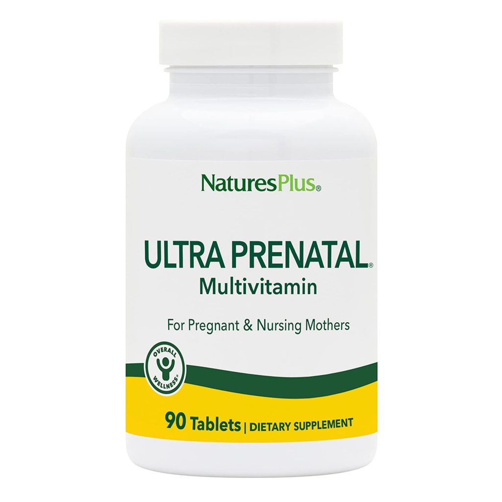 NaturesPlus Ultra Prenatal Multivitamin - 800 mcg Folate、90 ベジタリアン タブレット - アイアン、イオダイン、カルシウム&Bコンプレックス ビタミン - グルテンフリー - 45 サービング