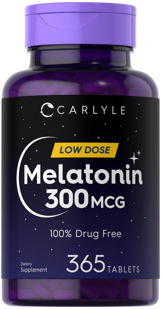 Carlyle Melatonin 300mcg | 365錠 | 低用量 | ベジタリアン・非GMO・グルテンフリー対応商品