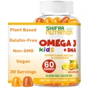 SHIFAA NUTRITION Halal Omega 3 for Kids with DHA Gummies for Brain Development, Heart & Immune Support, Plant-Based, Non-GMO, Algae-Based DHA, Gluten & Gelatin Free Kids Omega 3 Gummies, 30 人分