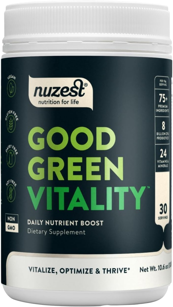 Nuzest Greensパウダーグリーンバイタリティ - ビタミン、ミネラル&スーパーフード - ビーガンマルチビタミンサプリメント(300g)