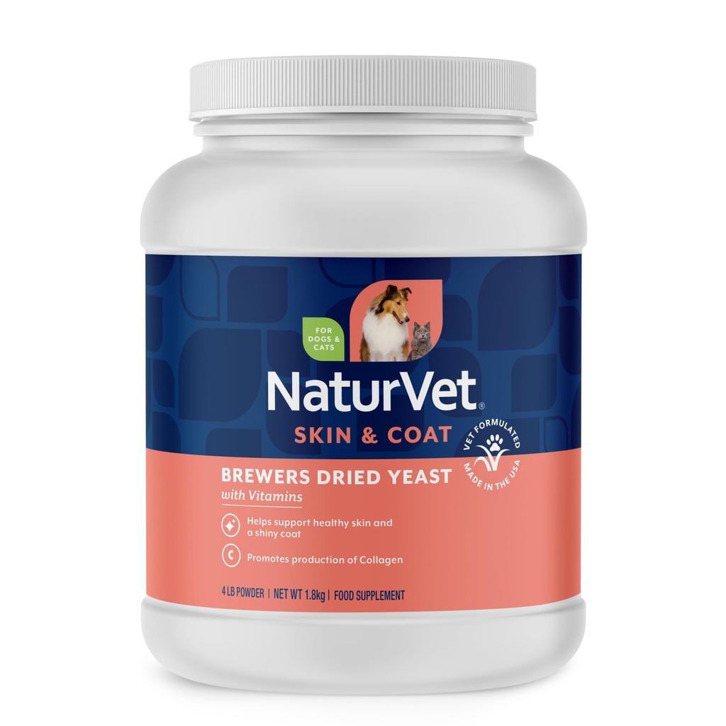NaturVet - ビールの乾燥酵母フォーミュラとニンニク風味 - プラスビタミン - 健康な皮膚と光沢のあるコートをサポート - B-1、B-2、ナイアシン&ビタミンC - 犬と猫(4ポンドパウダー)