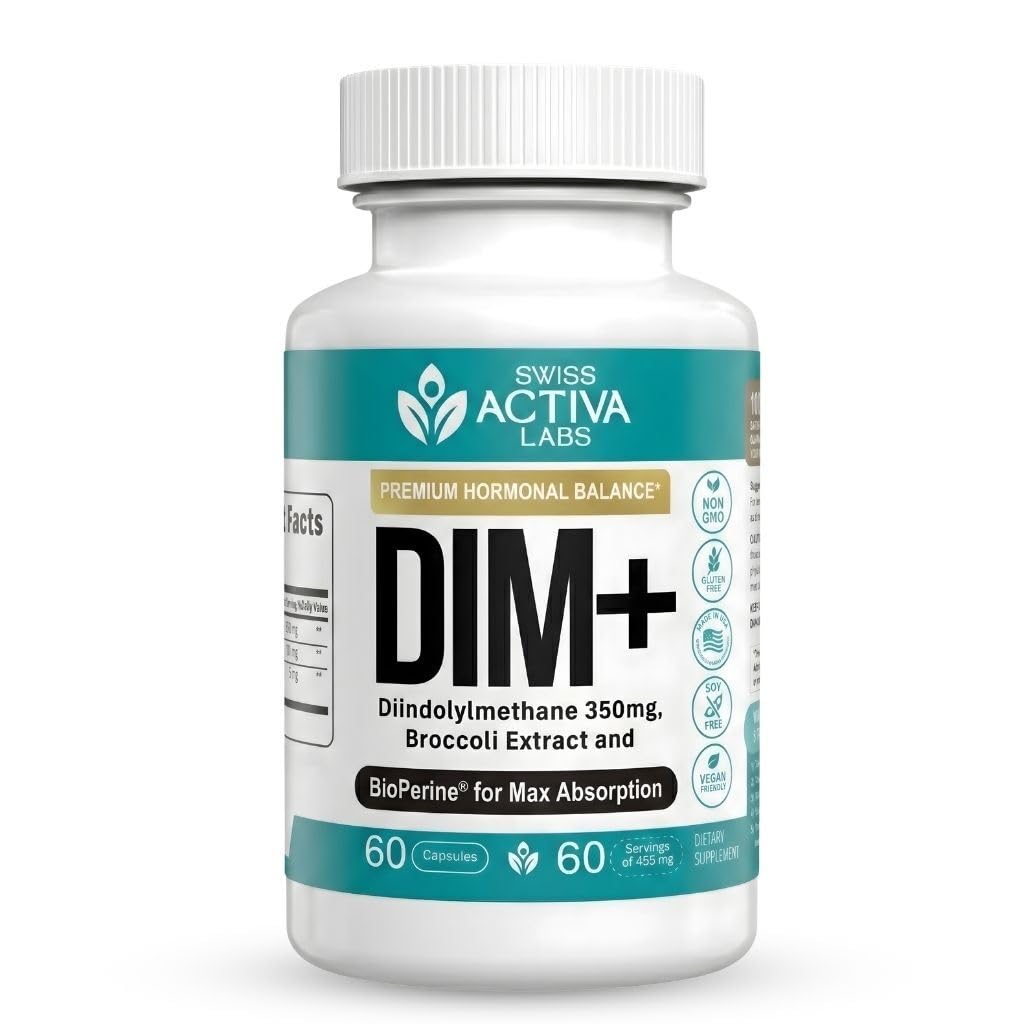 スイスのActiva + Labs DIMサプリメント - 新しいフォーミュラ - 女性と男性のためのホルモンバランス - 女性と男性のためのエストロゲンサプリメント - ホルモンのアクネをサポート & 更年期症状 - 60 日の供給