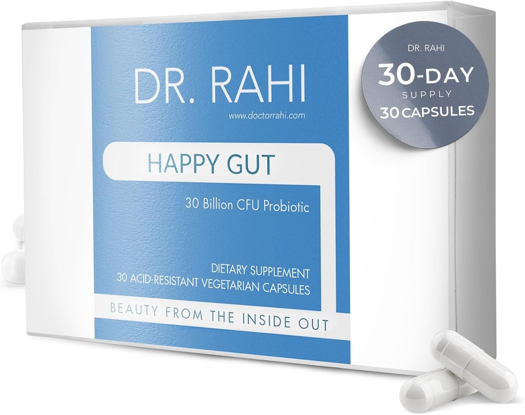 Dr. Rahi Probiotics毎日DF 30億CFU Probiotic Gutサポートサプリメント、30耐酸性カプセル、消化の健康のためのプロバイオティクス、女性/男性のためのGut Health、サポートGut Motility -ハッピーガット