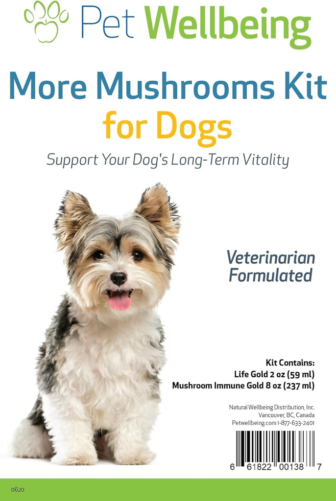 Pet Wellbeing More Mushrooms Kit for Dogs - Immune System Support and Antioxidant Protection - Vet-Formulated with Turkey Tail, Reishi, Maitake, Astragalus