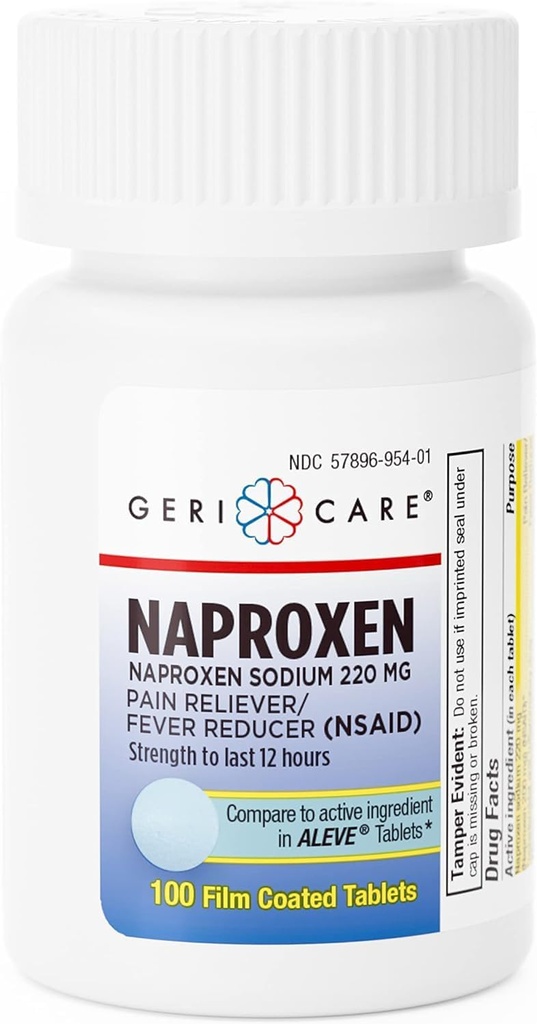 GeriCare Naproxenナトリウムのタブレット、220mg (100の計算) - 頭痛、関節炎、筋肉痛、月経のけいれんのためのNSAIDの余分強さの痛みの軽減-フィルム上塗を施してあるNaproxen、反炎症性及び熱の減力剤