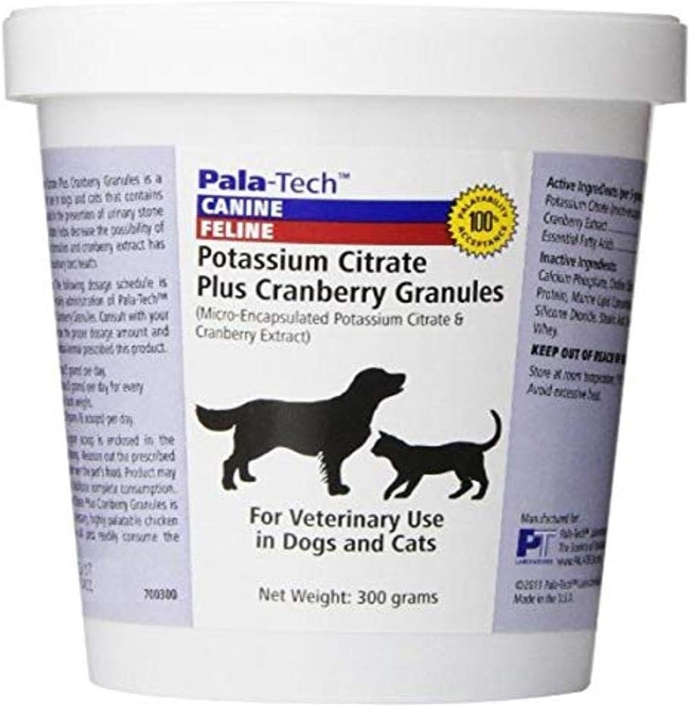 パラテックカリウムクエン酸塩プラスクランベリー顆粒300gm - 猫と犬UTIトリートメント - 犬の尿路面電車は、膀胱石の予防のためのサプリメント(米国製)