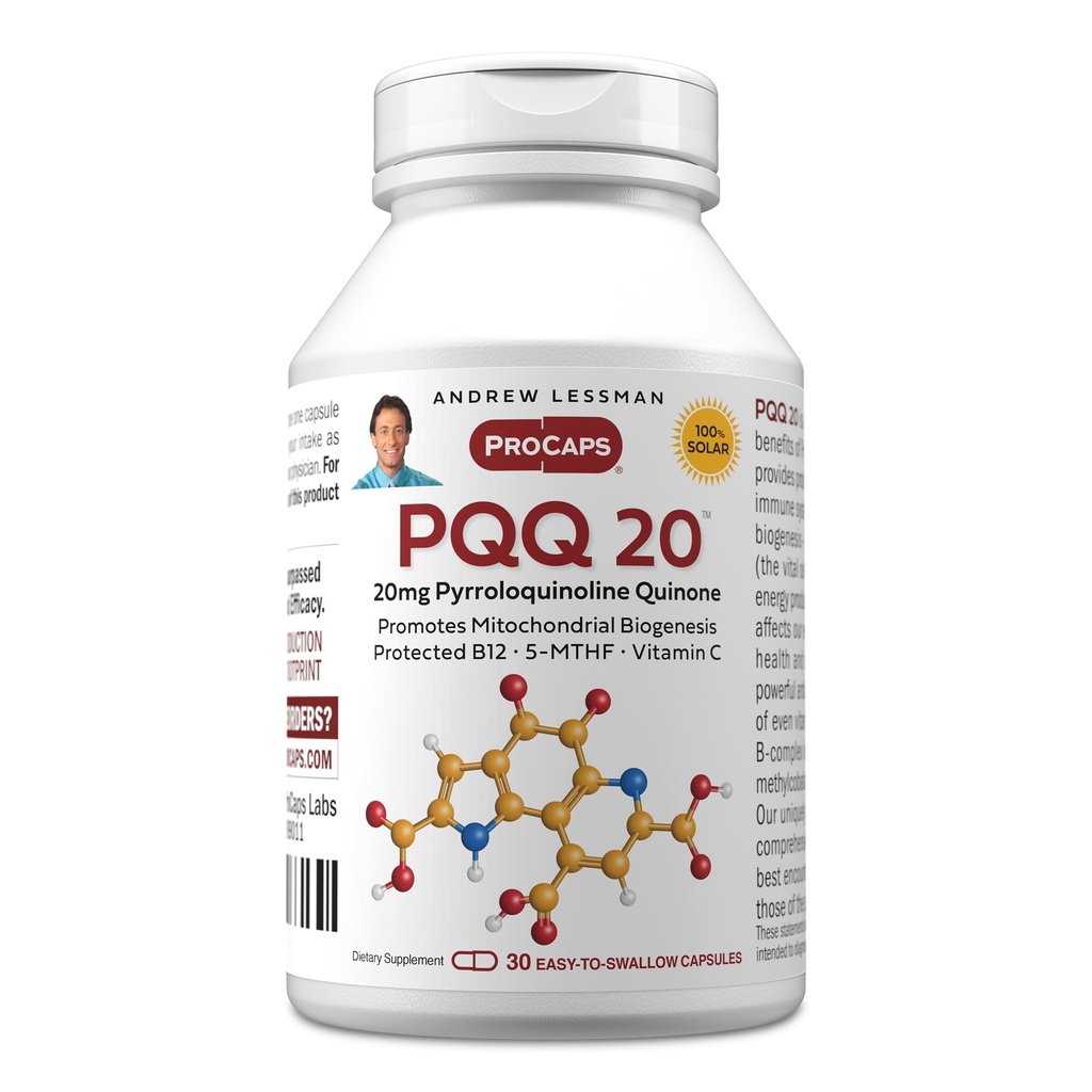 ANDREW LESSMAN PQQ20mg - 30カプセル - 20mg Pyrroloquinolineキノン、自然保護コンパウンドは、バイタルオルガン、ハート、脳、肝臓、免疫システムをサポートしています。 ミトコンドリアバイオジェネシス、添加剤なし