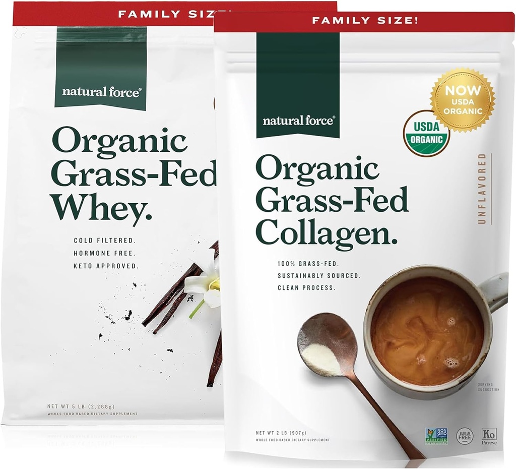 自然な力の草は有機性Whey蛋白質の粉のバニラ味5のlbの有機性きれいなコラーゲンのペプチッド粉のUnflavored、32ozに与えました