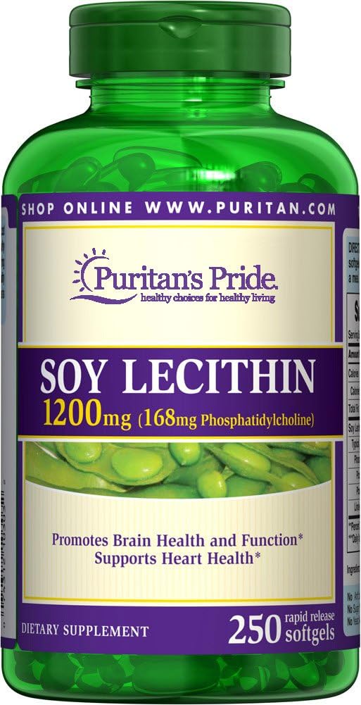 Puritan's Pride Soy Lecithin 1200 mg 250 の急速な解放のsoftgels