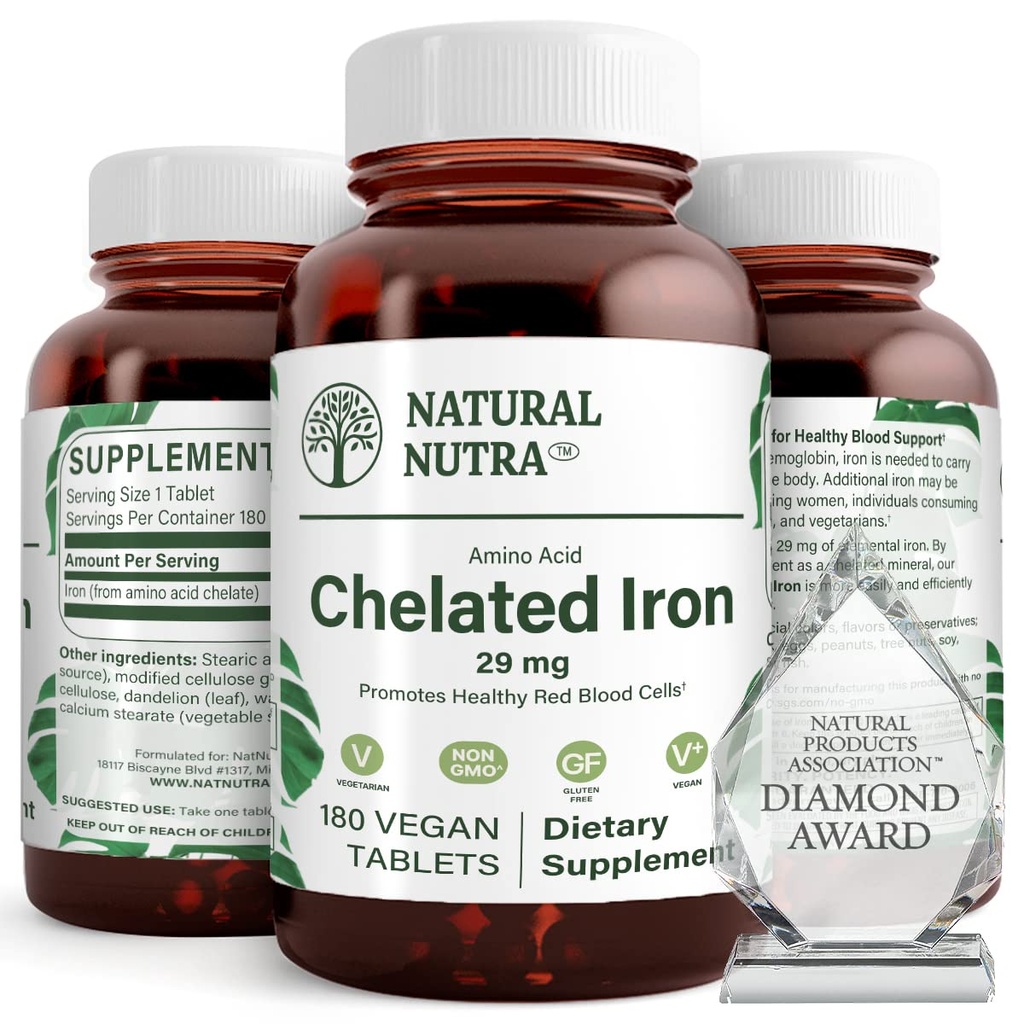 人の及び女性のための自然なNutraのChelatedの鉄の補足、釘の健康は、最適吸収を、助けます鉄のレベルを高めます、ボディふたを維持します、毛の成長、皮の健康、180のタブレットを改善するのを助けます