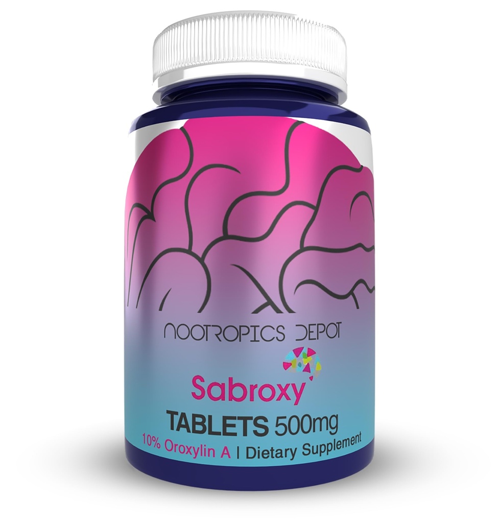Nootropics Depot Sabroxy® 錠 | 500mg | 30 カウント | 最小10% Oroxylin-A | Oroxylum 指数 | 5 月 助けは焦点及び動機を促進します | 認知機能を促進するのに役立ちます