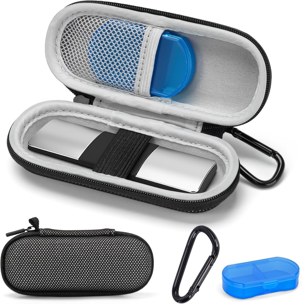 KardiaMobile 1L 6L パーソナル EKG モニター、AliveCor カルディア ハート モニター EKG/ECG、Pill Box および Carabiner クリップが付いている携帯用心拍数のモニター袋の貯蔵のオルガナイザーのための堅い旅行運送ケース