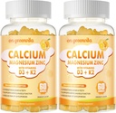 Calcium Magnesium Zinc Gummies with Vitamin D3 & K2 - High Potency Enhanced Absorption -120 Orange Gummies Flavored