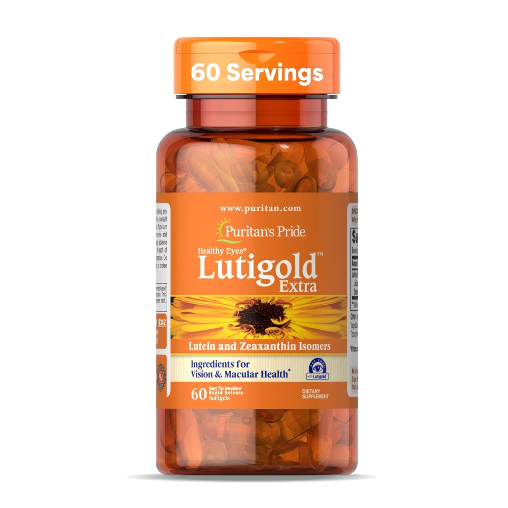 プルイタンのプライドプレミアムヘルシーアイズ LutigoldTMエクストラルーチンとMeso-Zeaxanthinと男性と女性のためのゼアキサンチン、ビジョンヘルスサポート、2ヶ月の供給、60簡単なスワローラピッドリリースSoftgels