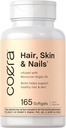 Coera Hair, Skin and Nails Vitamins | 165 Softgels | バイオチン、コラージュ、モロッコのアーガンオイルで | 非GMO&グルテンフリーサプリメント 男性と女性