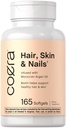 Coera Hair, Skin and Nails Vitamins | 165 Softgels | バイオチン、コラージュ、モロッコのアーガンオイルで | 非GMO&グルテンフリーサプリメント 男性と女性