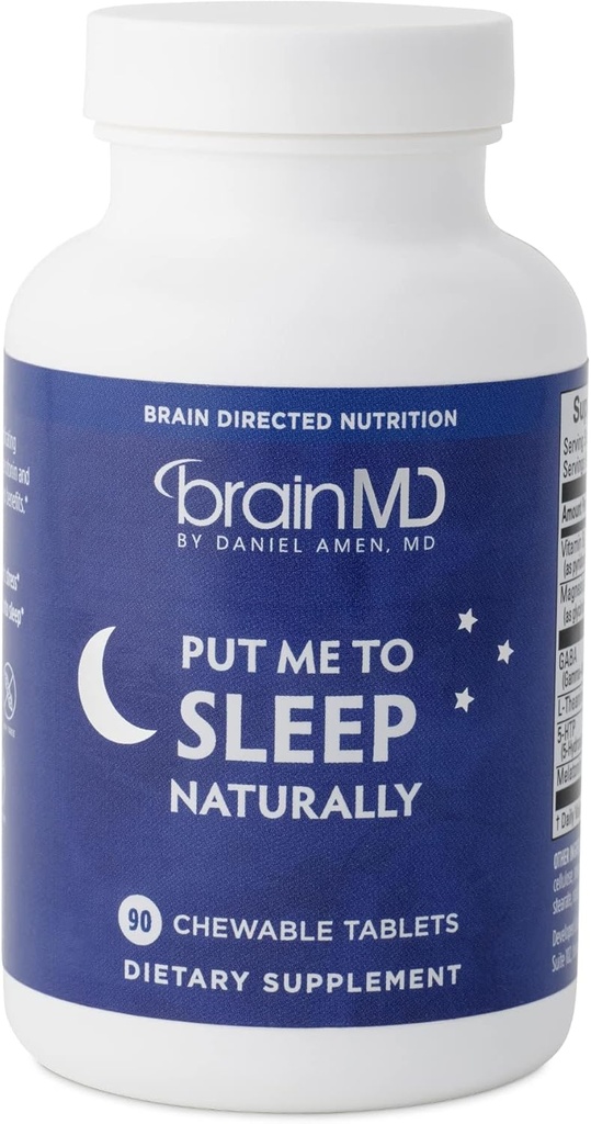 自然に眠るために私を置くBRAINMD - 90 ケガブル錠 - Melatonin、L-テアニン、マグネシウム、GABA、ビタミンB6&5-HTP - グルテンフリー- 45 サービング