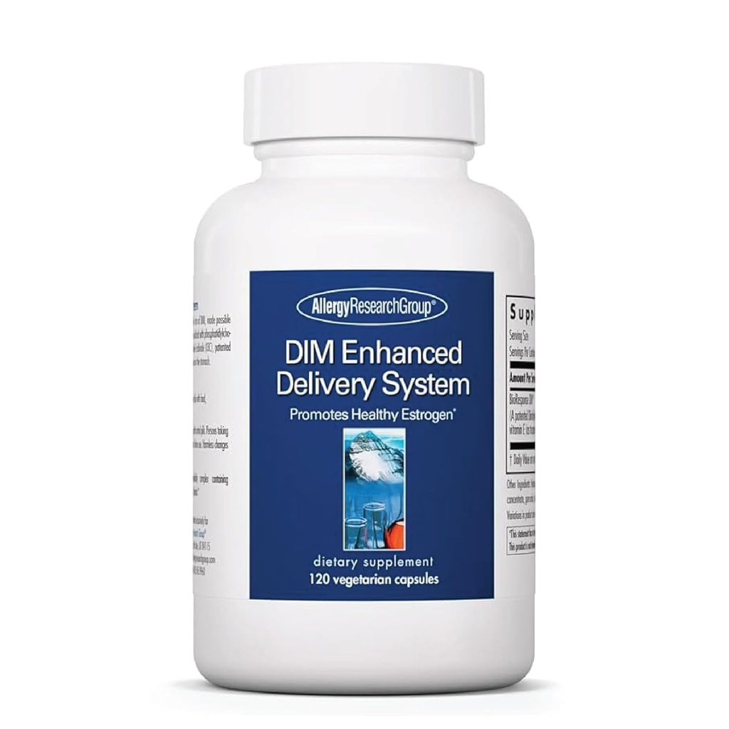 Allergy Research Group DIM Enhanced Delivery System - DIM Supplement for Women, Estrogen Supplement for Women and Men, Diindolylmethane for Hormone Balance, Menopause Support - 120 Vegetarian Capsules