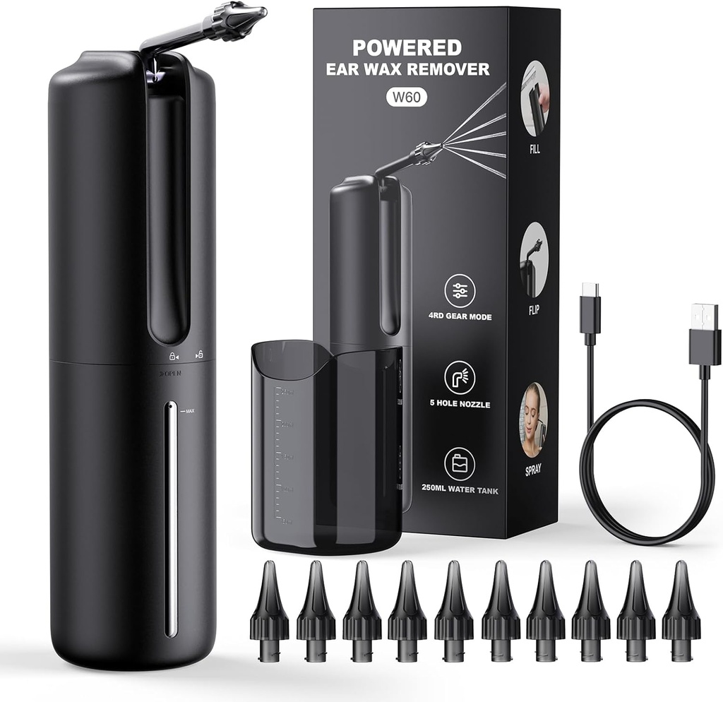 耳のワックスの取り外し電気耳の潅漑は4つの圧力モードのシステム水動力を与えられた耳の洗剤を安全および有効な耳のクリーニング用具防水USB再充電可能な洗います