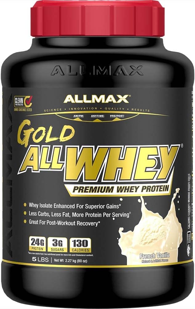 オールマックス栄養ゴールドALLWHEY、フレンチバニラ - 5 lb - 24 タンパク質Per Scoopのグラム - グルテンフリー、低炭水化物&低砂糖 - 約 71 サービング