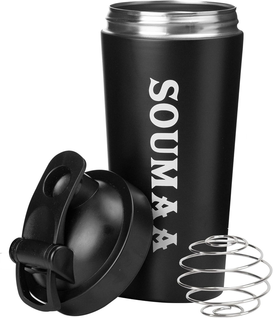 Insulated Stainless Steel Protein Shaker Bottle with Wire Mixing Ball-24oz Insulated Shaker Bottle for Blending Protein Powders, Smoothie Mixing, Supplement Mixing and for Pre-Workouts