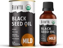 RAWYAブラックシードオイル - コールドプレス - ブラックカミンシード - プレミアムニゲラサティバ - Omega 3 6 9 - 皮膚とヘルシーな髪のためのカロンジ - 非GMO、グルテンフリー - ウェルネスオイル - ミルドフレーバー - 3.4 Flオズ