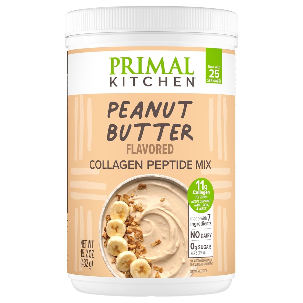 プライマルキッチンピーナッツバターフレーバーコラーゲン燃料®ドリンクミックス、コラーゲンペプチド、乳製品なし、14.3オンス