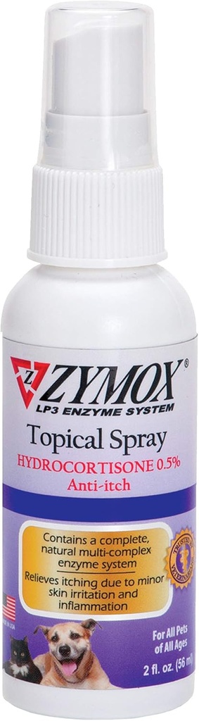 Zymox (OTC) スプレー w/Hydrocortisone 0.5%、2 Fl. Oz (パッケージ 1)