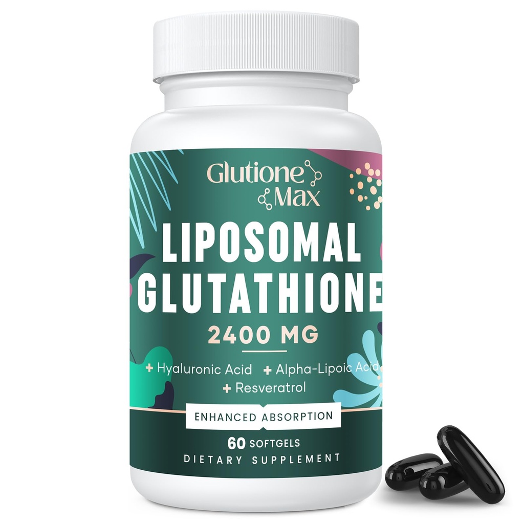 8-in-1 Liposomalのグルタチオン2400のMGの高吸収の酸化防止方式– Hyaluronic酸と、アルファ リポ酸、Resveratrol -皮、レバーのデトックス及び免疫システム、60のSoftgels