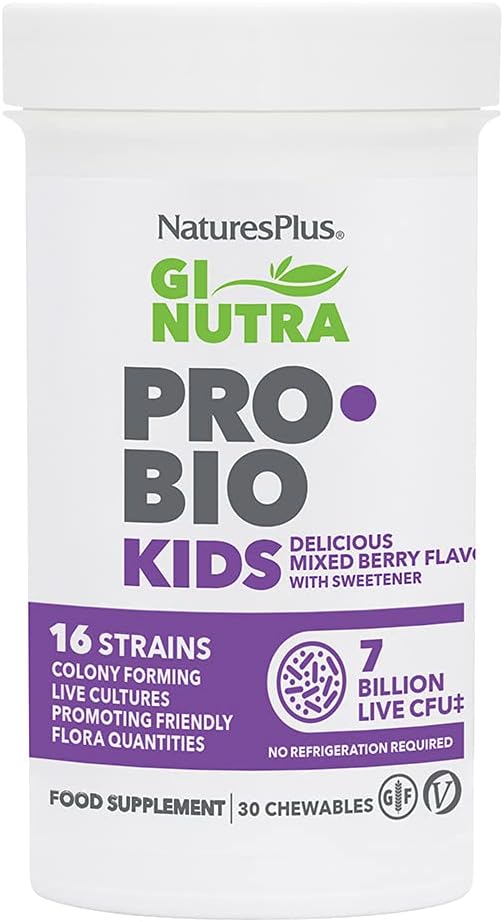 Natures Plus GI Natural Probiotic Kids ミックスベリー - 30 Chewables - Digestive & Immune Health ジャスト・フォー・キッズ - グルテンフリー - 30 サービング