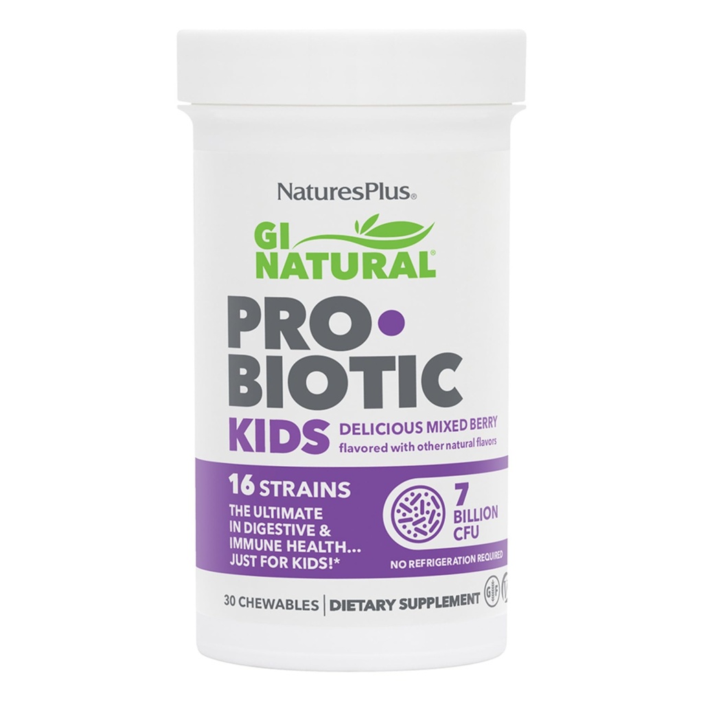 Natures Plus GI Natural Probiotic Kids ミックスベリー - 30 Chewables - Digestive & Immune Health ジャスト・フォー・キッズ - グルテンフリー - 30 サービング