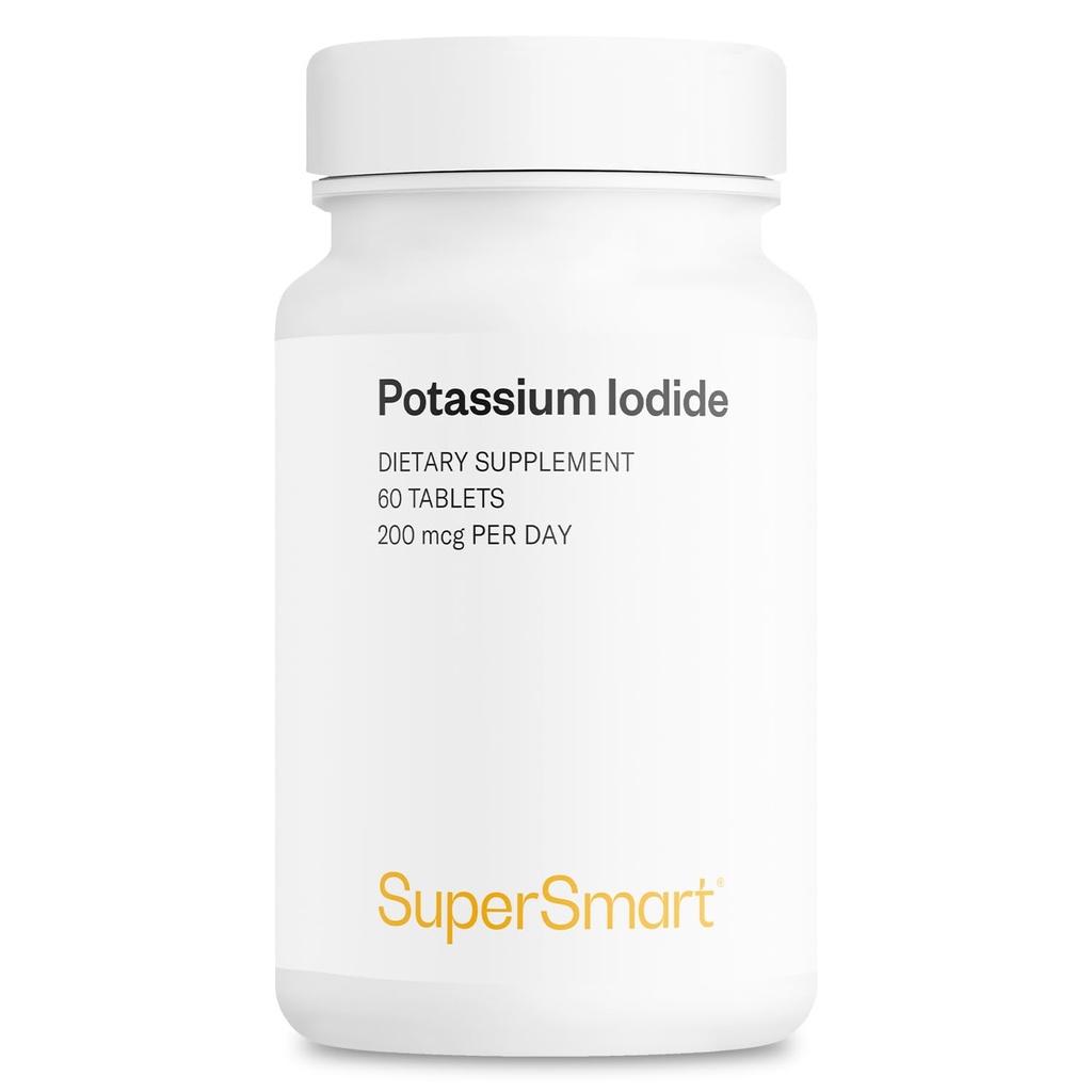 スーパースマート - 1日あたりのカリウム酸化物KI 200mcg(安定ヨウ素) - 高効力シールド | 非GMO&グルテンフリー | 60錠