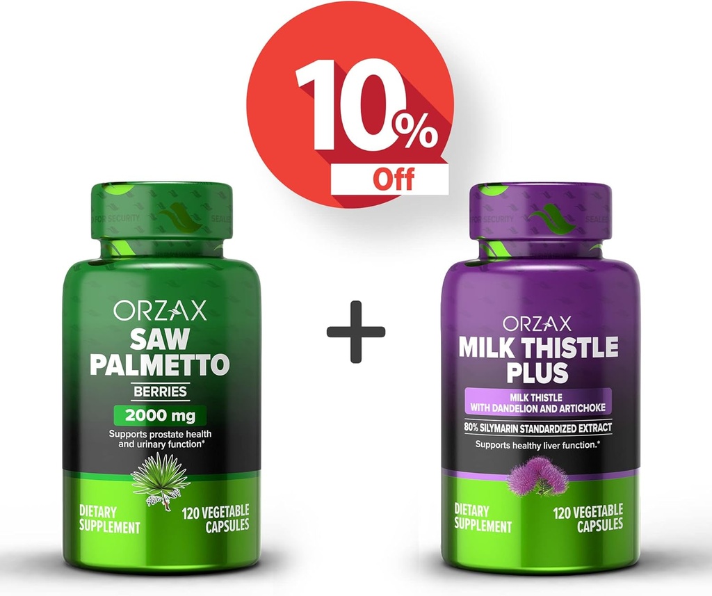 ORZAXはPalmetto 2000のmg 120の野菜のカプセルおよびDandelion 120の野菜のカプセル、束とミルクのこのtleを、見ました