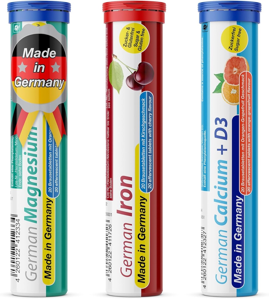 T&Dドイツミネラルプラスパッケージ60サービング - ヴィーガン、ゼロシュガー - 飲み物の発泡剤 - アイロン、カルシウム、マグネシウムファーマ - ドイツ製