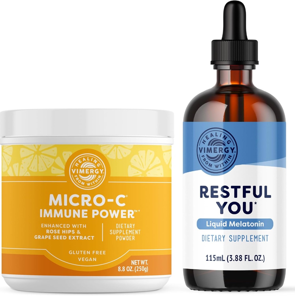 Vimergy Micro C Immune Power (250 g) and Restful You* Liquid Melatonin (115 mL) - Bundle