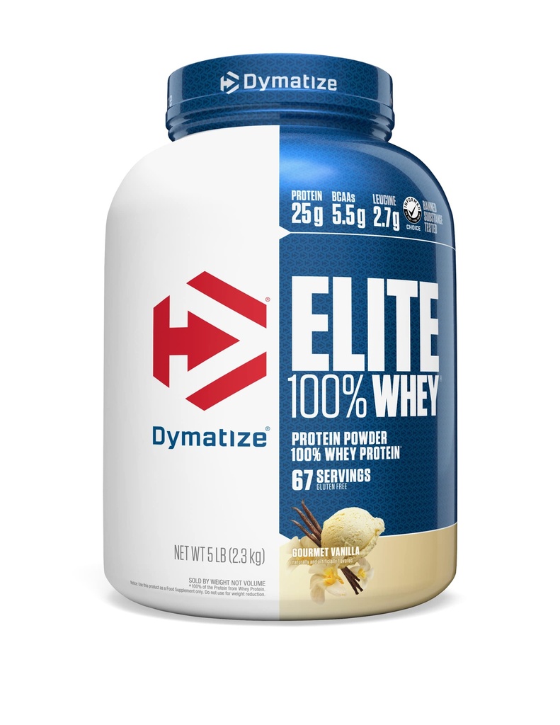 Dymatize エリート 100% の乳清蛋白質の粉、バニラ、蛋白質、5.5g BCAAs、より少しより 140 Cal.、グルテンフリー、2g 炭水化物、2g 砂糖、3g 脂肪(67 のサービング)