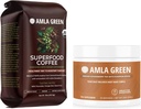Amlaの緑の有機性地上のスーパーフードのコーヒーおよびAmlaの粉のカボチャのスパイス、20x超集中されたAmlaのスーパーフードの補足
