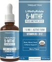 有機性L Methylfolate 7.5のmgのプラスのメチルB12のコファクタ-Metabolically活動的な5-MTHFの形態- Folateの優秀な形態-有機性果実味、液体の基質様式–気分、認知、メチル化(1oz)
