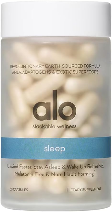 Alo Yoga Sweet Sleep Melatonin-Free Sleep Support with Aquamin® マグネシウム、GABA、L-Theanine | 休眠とリラックスを促進 | 60カプセル
