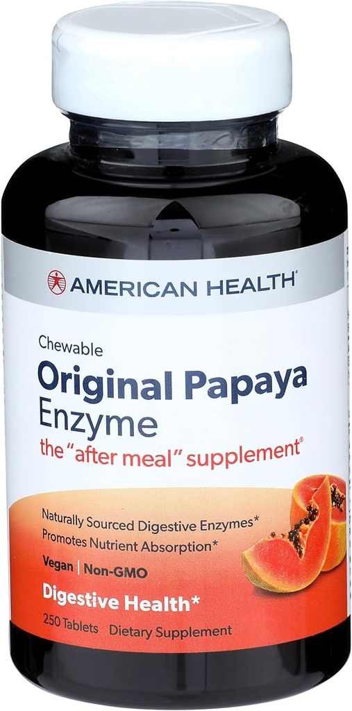 アメリカンヘルスパパイヤ酵素プラス、250 CT