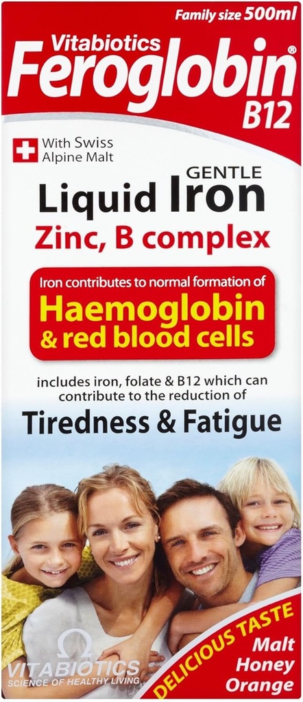 6ユニット(バルクパック)ビタバイオティクスフェログロビンB12ゲレンデ液体鉄、亜鉛、ミネラル&ビタミンBコンプレックス500ml