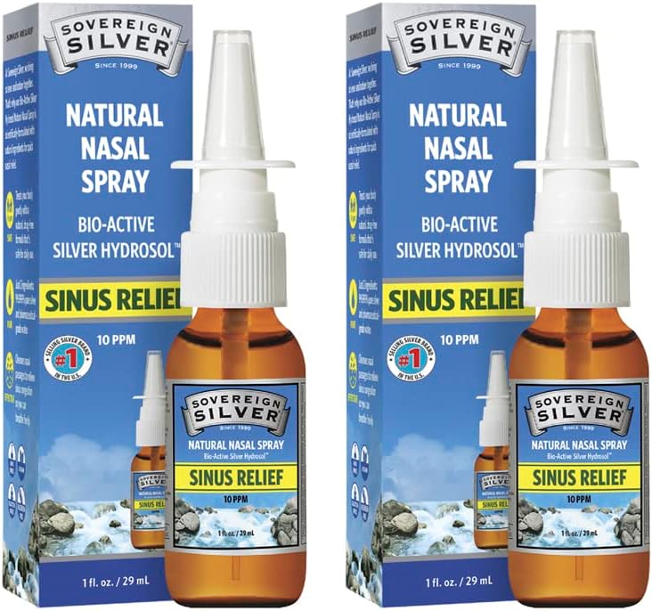 Sovereignの銀の免疫サポートのための生物活動的なコロイド銀のHydrosol - 10ppm - 1oz -鼻のスプレー - 2のパック
