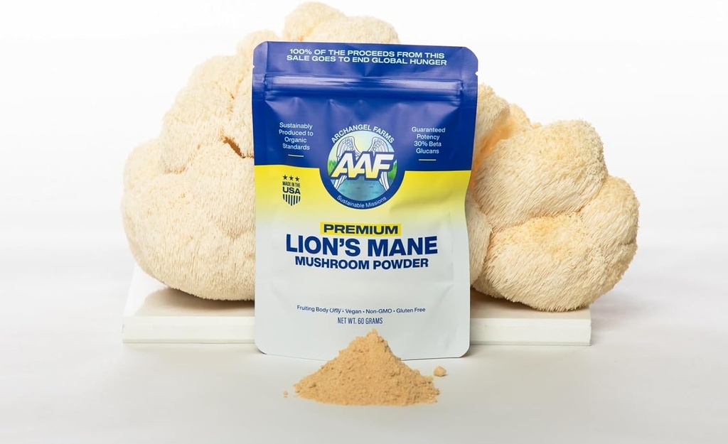 ライオンのマネのきのこの粉、記憶および焦点のための頭脳の補足、確認されたベータ グルカン、消化及び免疫サポート補足、有機性及び非GMO、60gの60日の供給