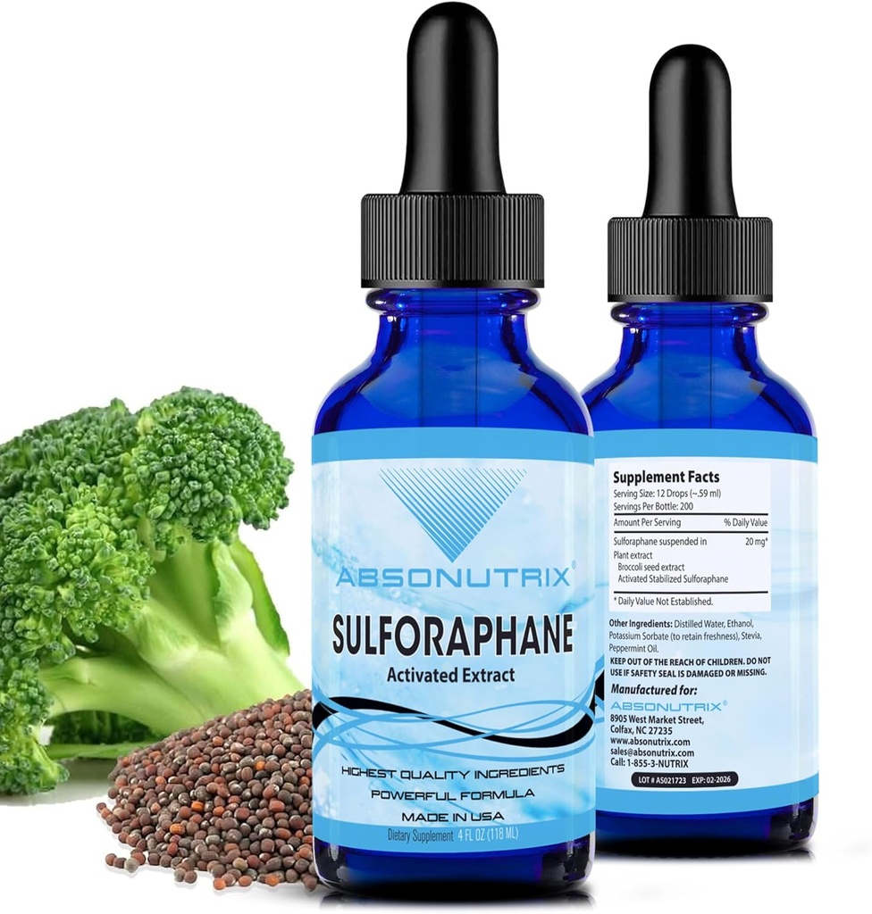 Absonutrixは活動化し、Sulforaphane、20のmg、200のサービング、助けの認知機能、助けは老化、テストされる第三者を遅らせます、容易な吸収、GMP証明される、米国で作られる非GMO、