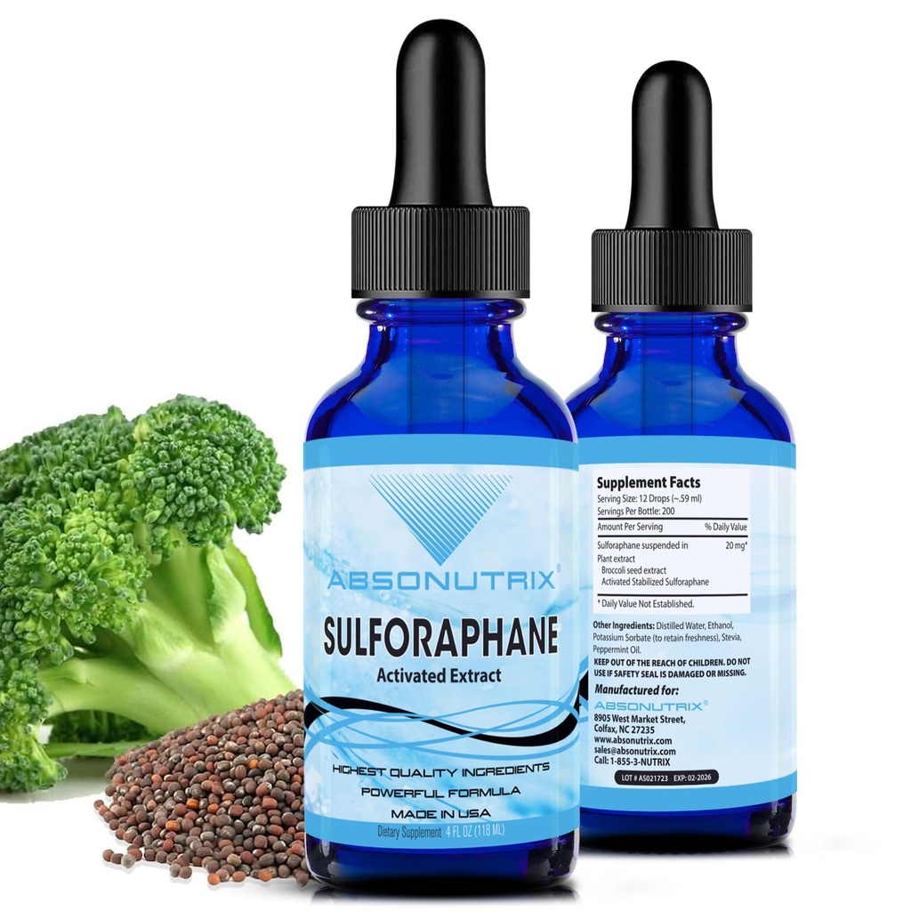 Absonutrixは活動化し、Sulforaphane、20のmg、200のサービング、助けの認知機能、助けは老化、テストされる第三者を遅らせます、容易な吸収、GMP証明される、米国で作られる非GMO、