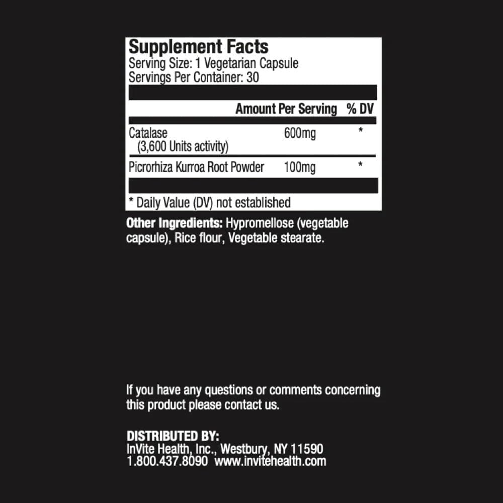 Invite Health Catalase Hx(Picrorhiza Kurroaと)、肝臓、皮膚の健康、非GMO栄養補助食品、30のベジタリアンカプセル(パッケージ1)