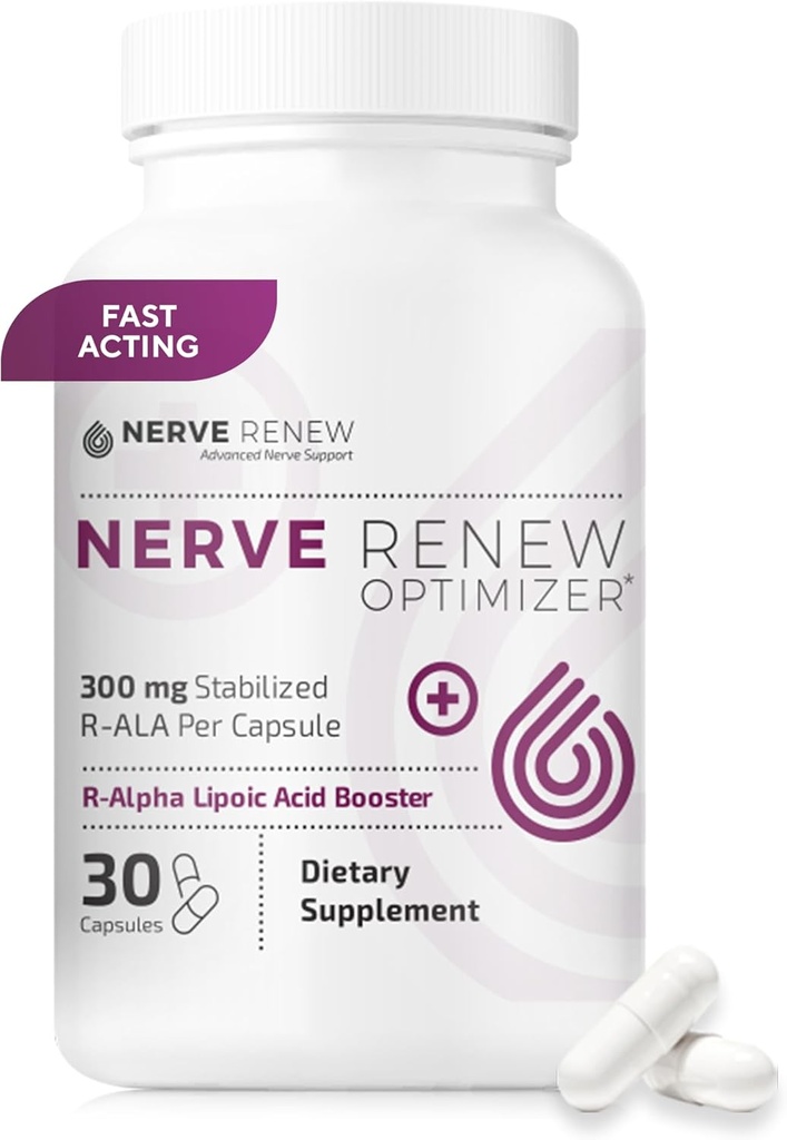 NERVE RENEWオプティマイザ - 栄養補助食品 - 30カプセル - 天然の神経不快なサポートのためのカプセルあたり300mg安定Rアルファリポ酸 - 迅速な吸収 - 安全かつすべての自然