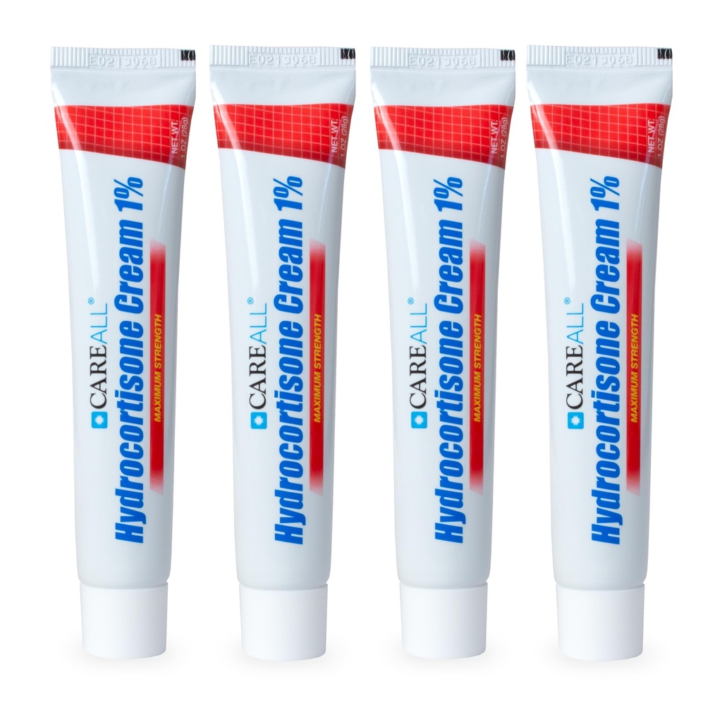 CareAll Hydrocortisone 1%, 1oz Tube (パッケージ4), 最大強度アンチアイッチクリーム, バグビットからかゆみや赤みからの救済, Eczema, 乾癬, 毒アイビー, オークとSumac